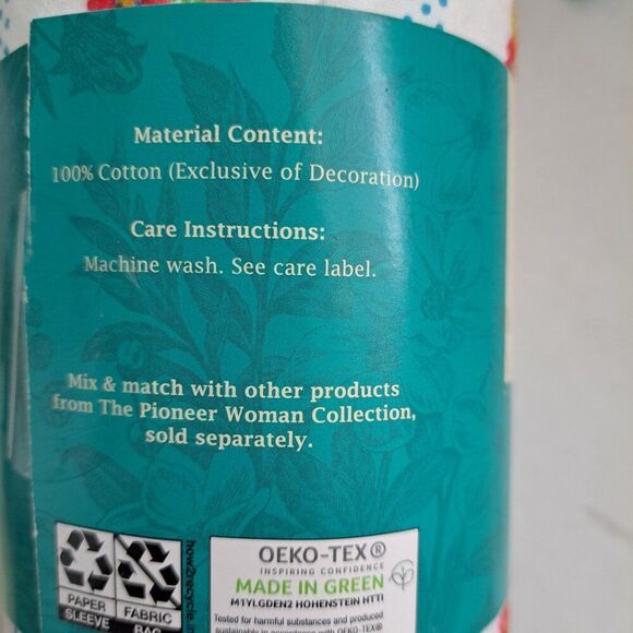 Pioneer Woman Petal Party Stripe 300 Thread Count Home Bed Floral Pillowcase 2 - Picture 6 of 8